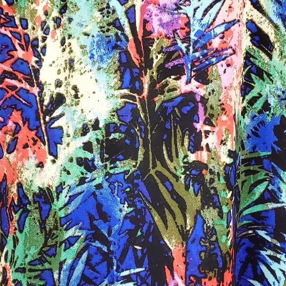 Colorful Leaf Printed Summer Shift Dress - Picture 5 of 8